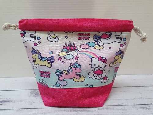 Draw String Project Bag Medium - Pink Kitty