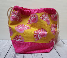 Load image into Gallery viewer, Draw String Project Bag Medium - Pink Peacock
