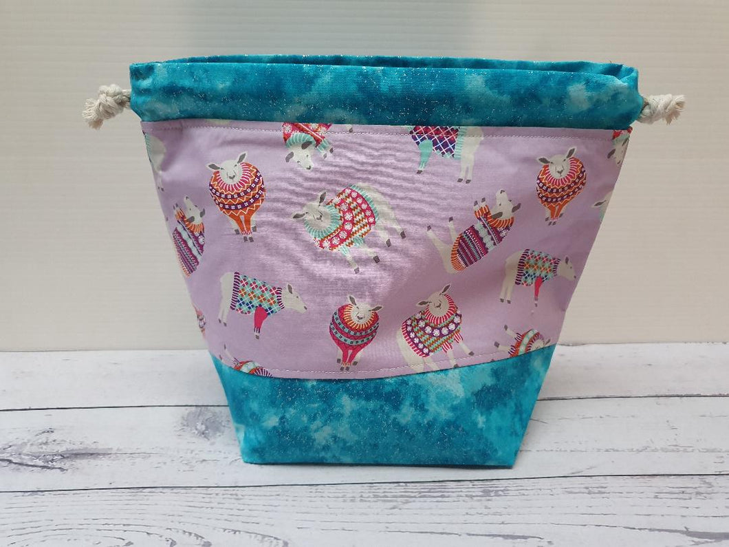Draw String Project Bag Medium - Sheep in Jumpers