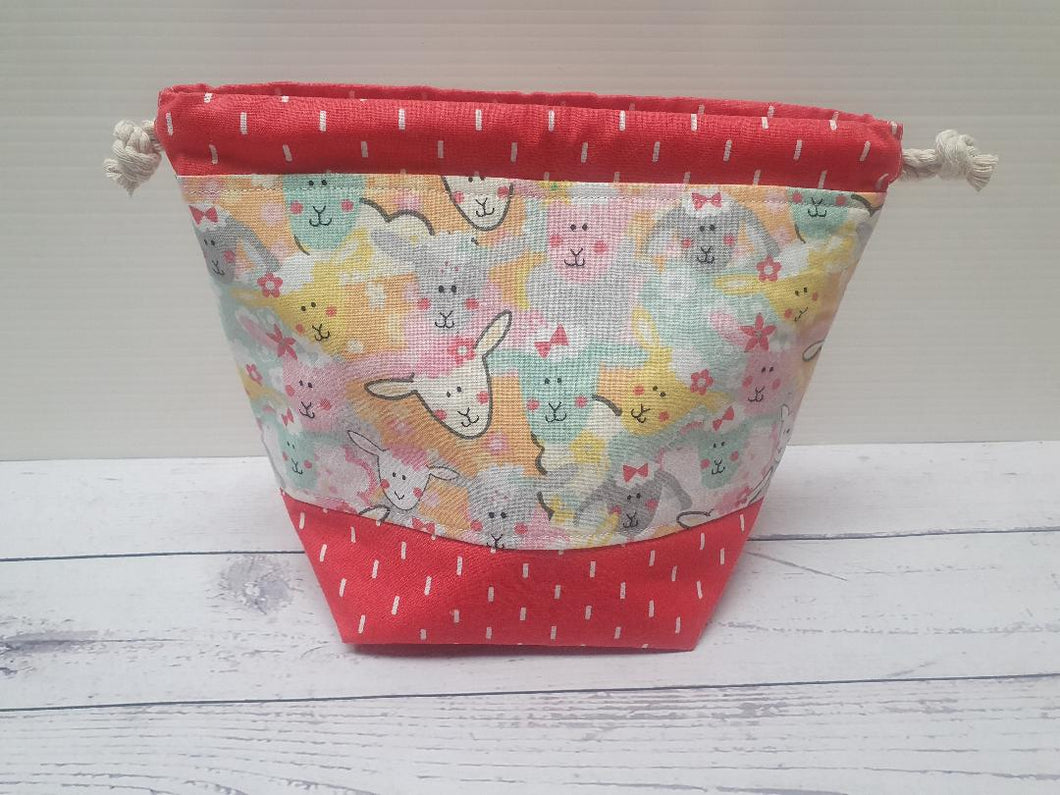 Draw String Bag Small - Orange Sheep