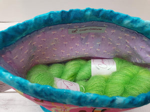 Draw String Project Bag Medium - Blue Barbie