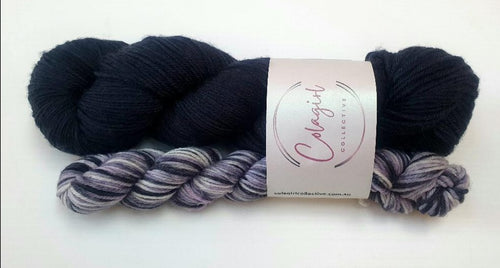 Sock Set Swagman 4ply/Fingering  'Blackerty Black & Velvet'