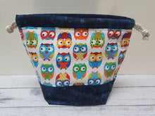 Load image into Gallery viewer, Draw String Project Bag Medium - Owls