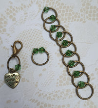 Load image into Gallery viewer, Stitch Marker Set &#39;Green&#39; Goldtone, Silvertone or Bronzetone