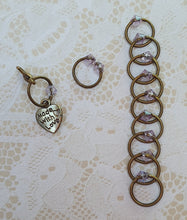 Load image into Gallery viewer, Stitch Marker set &#39;Lilac&#39; Goldtone, Silvertone or Bronzetone